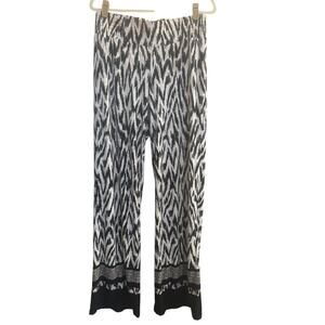 CACHE Size 10 Black White Palazzo Wide Leg Pants Women's Elastic waist EUC #6233